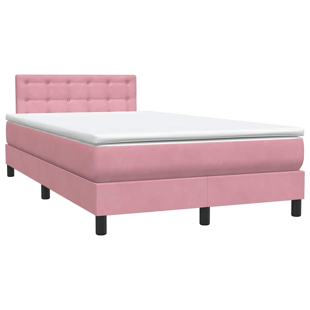 Sommier à lattes de lit avec matelas rose 120x210 cm velours