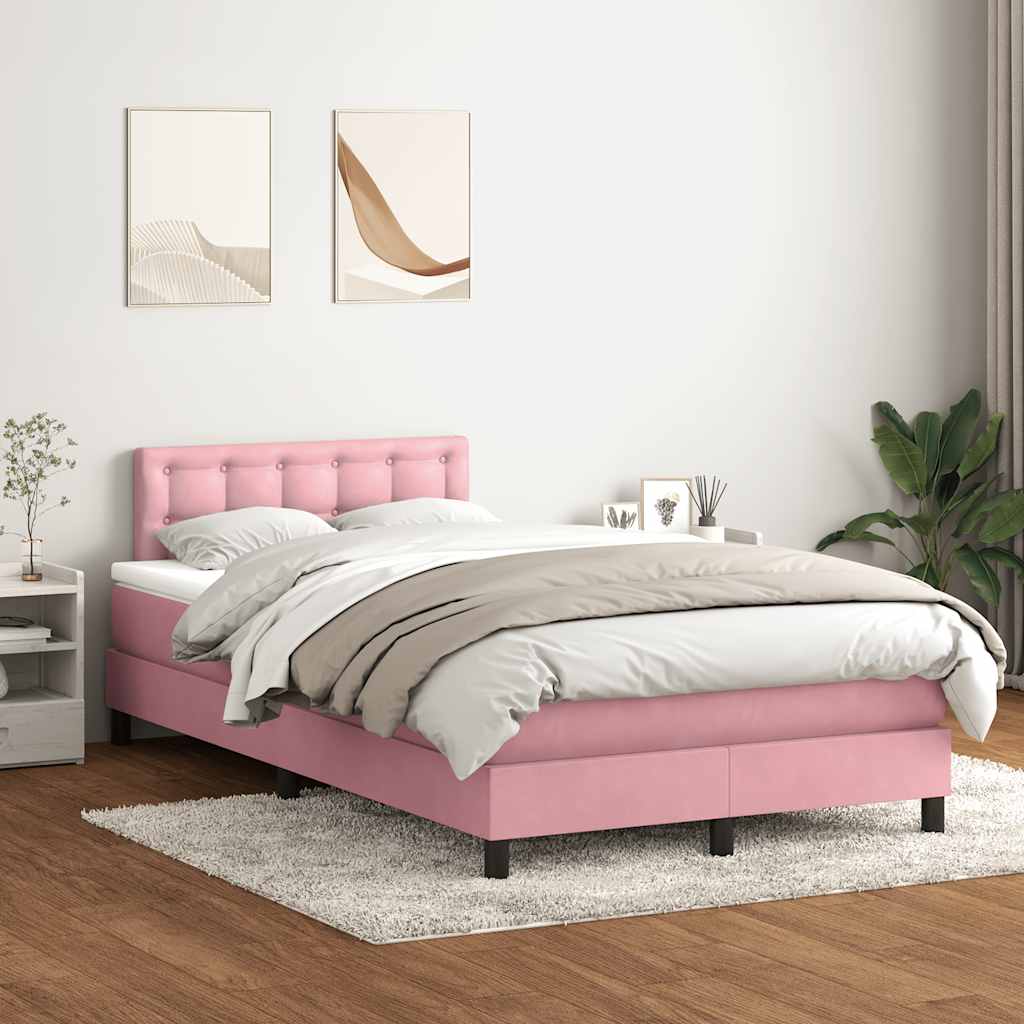 Sommier à lattes de lit avec matelas rose 120x210 cm velours