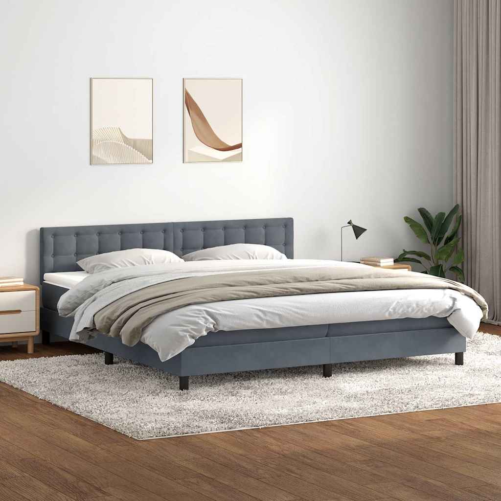 Dark grey slatted bed base and mattress 200x210cm velvet