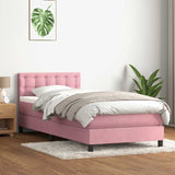 Sommier à lattes de lit avec matelas rose 80x220 cm velours