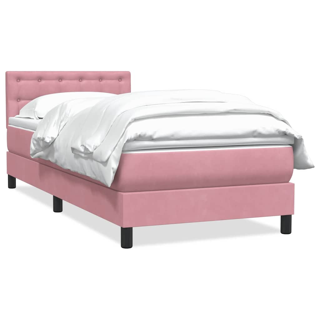 Sommier à lattes de lit avec matelas rose 90x220 cm velours