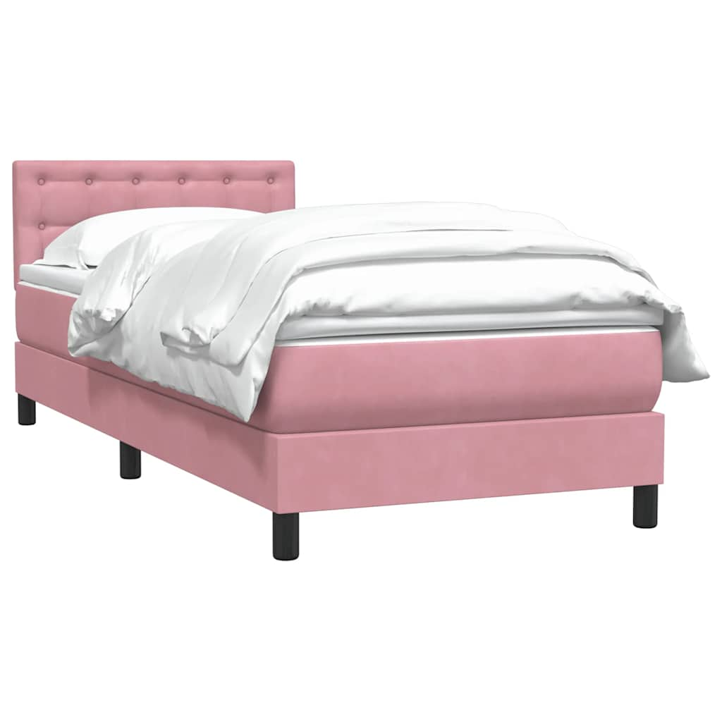 Sommier à lattes de lit avec matelas rose 90x220 cm velours