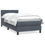 Dark grey slatted bed base and mattress 100x220cm velvet