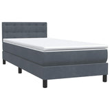 Dark grey slatted bed base and mattress 100x220cm velvet