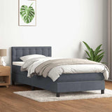 Dark grey slatted bed base and mattress 100x220cm velvet