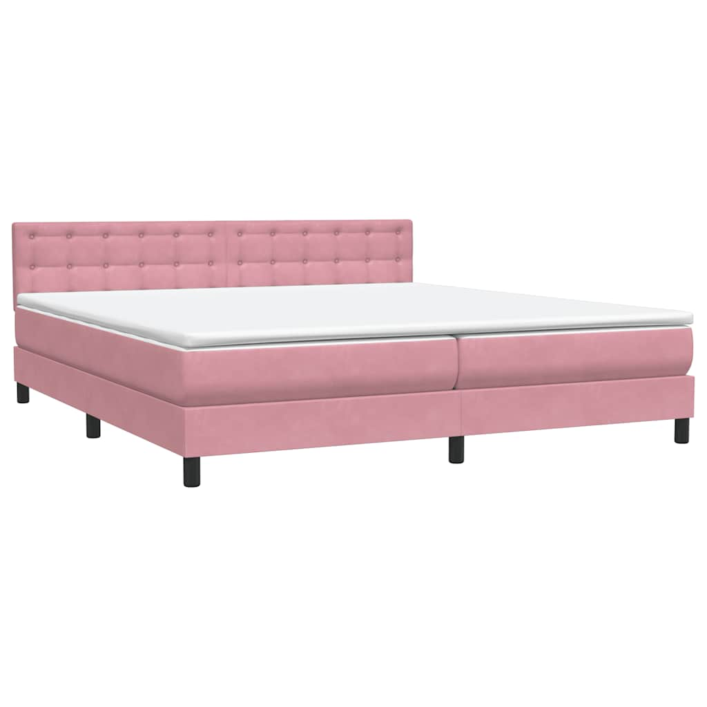 Sommier à lattes de lit avec matelas rose 200x220 cm velours