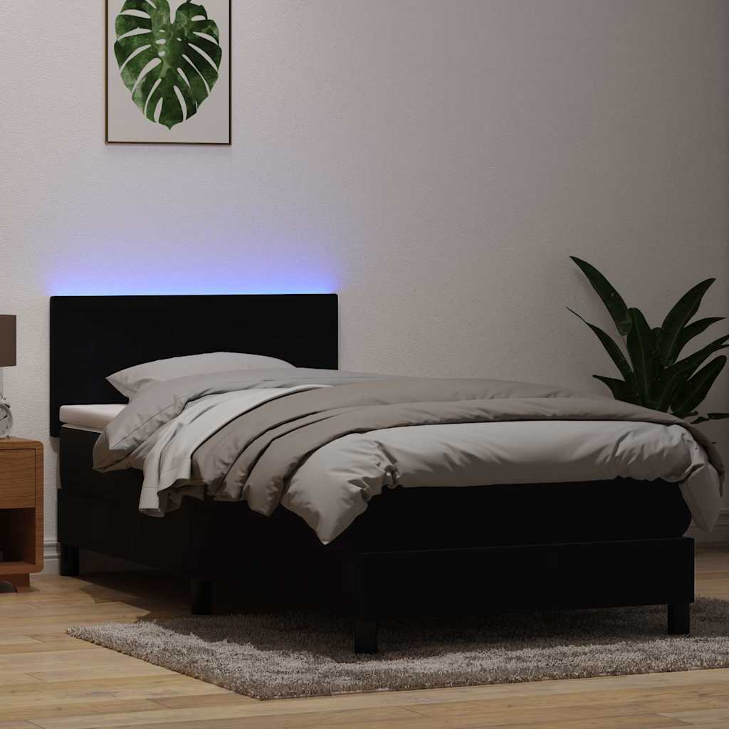 Sommier à lattes de lit avec matelas noir 90x210 cm velours