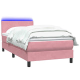 Sommier à lattes de lit avec matelas rose 90x210 cm velours