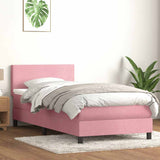 Sommier à lattes de lit avec matelas rose 100x210 cm velours