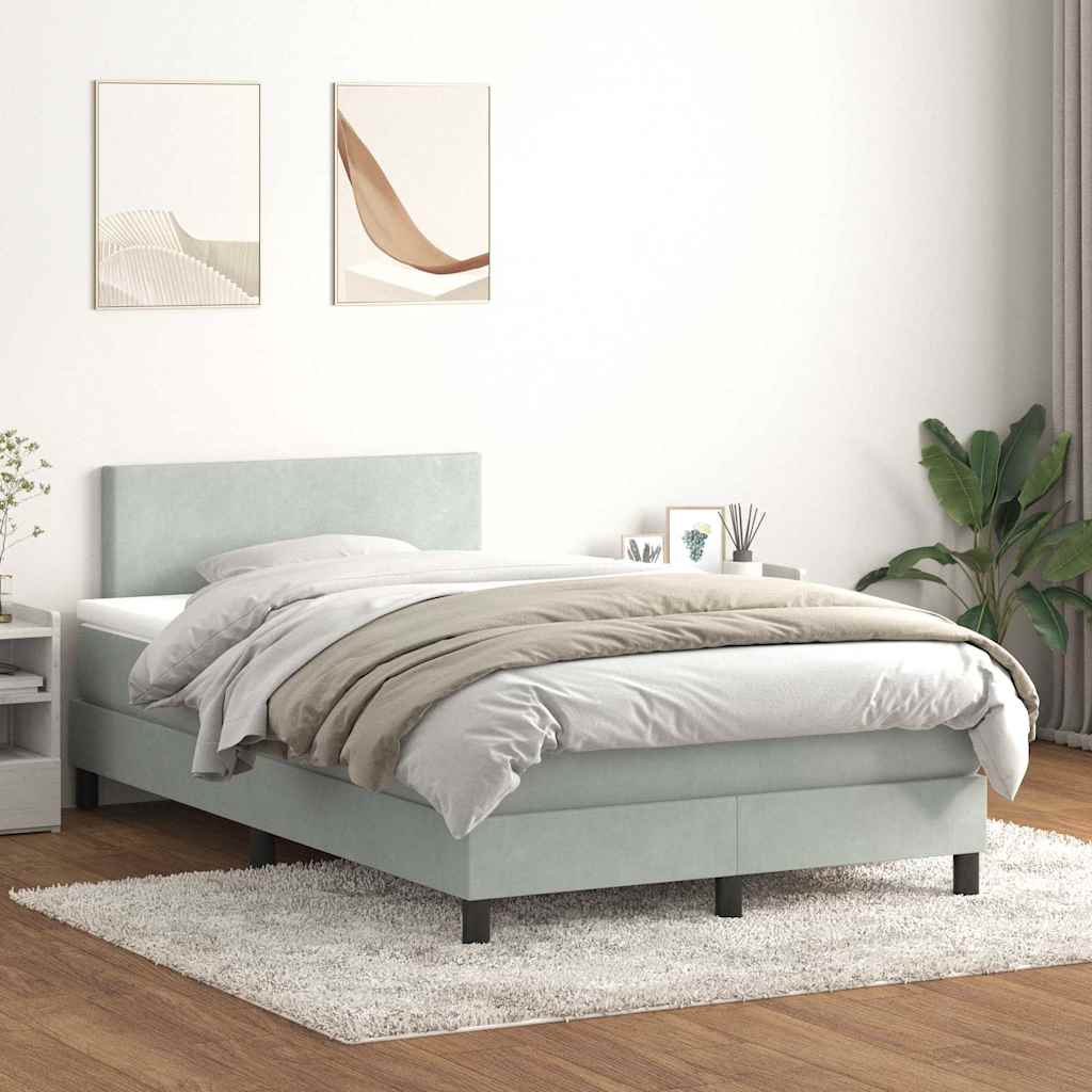 Sommier à lattes de lit et matelas gris clair 120x210cm velours