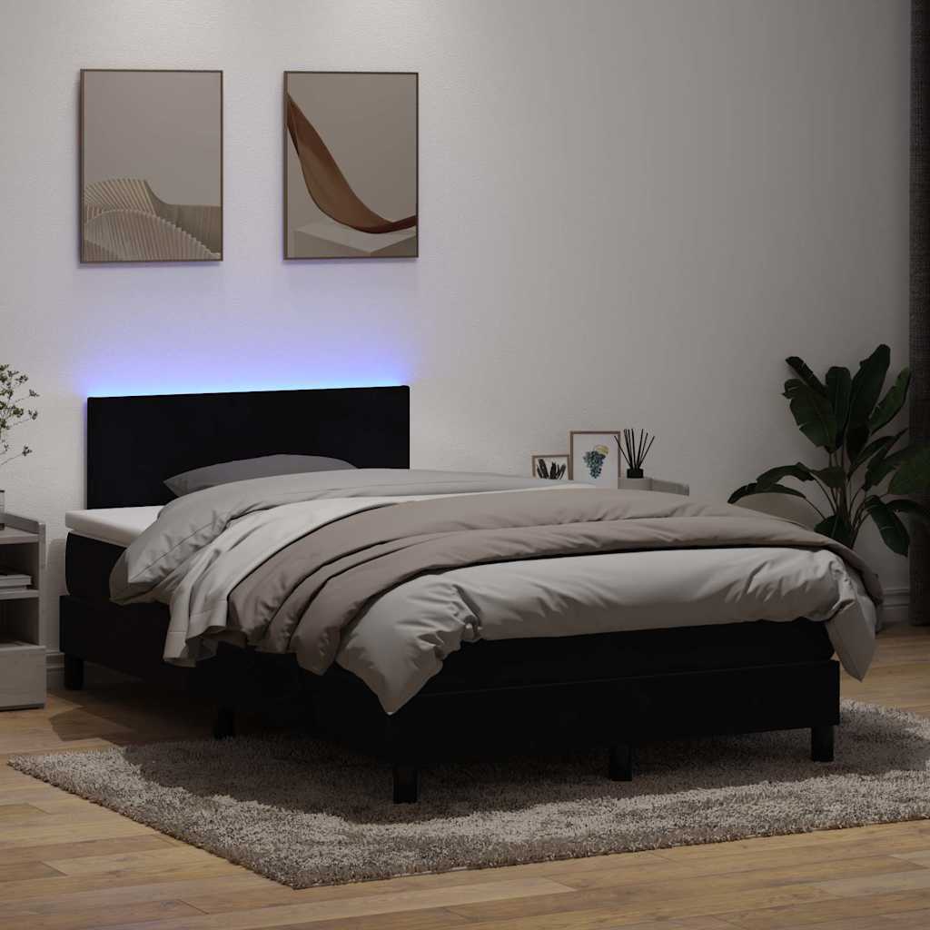 Sommier à lattes de lit avec matelas noir 120x210 cm velours