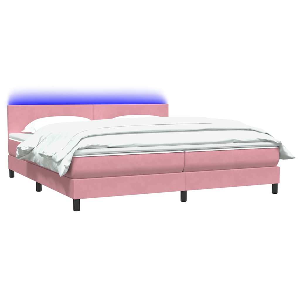 Sommier à lattes de lit avec matelas rose 180x210 cm velours