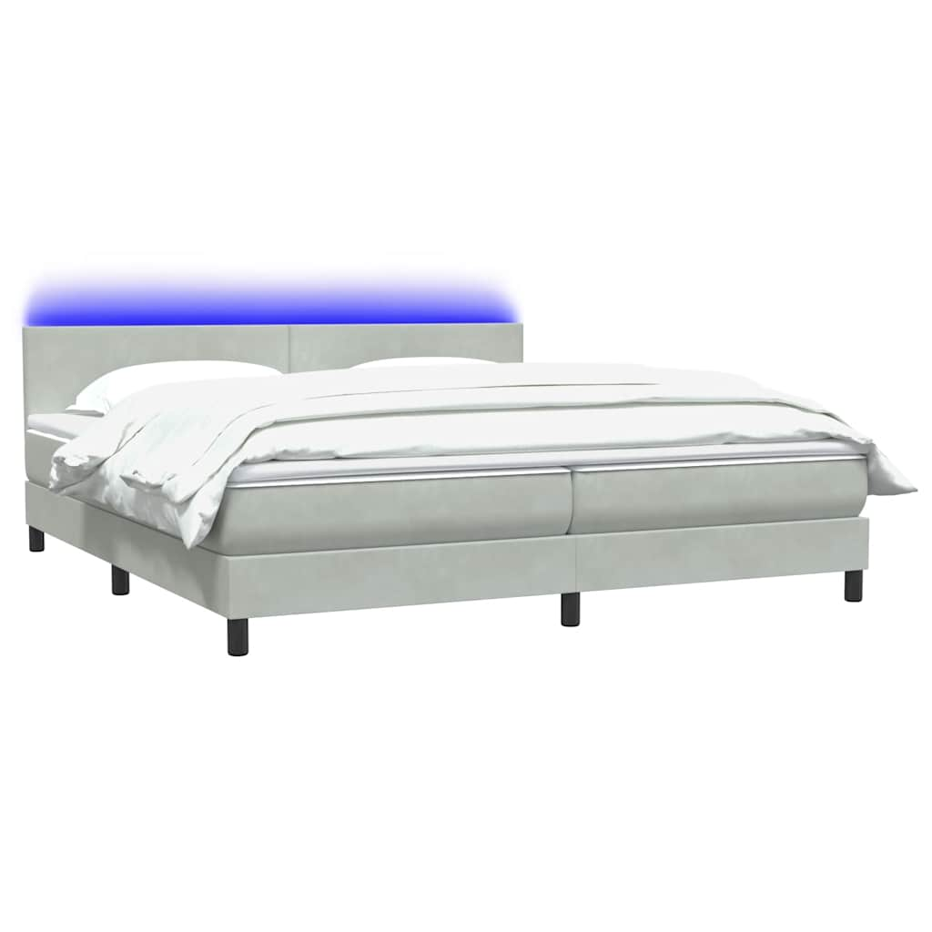 Sommier à lattes de lit et matelas gris clair 200x210cm velours