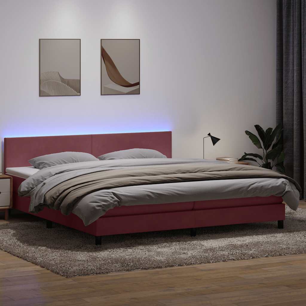 Sommier à lattes de lit avec matelas rose 200x210 cm velours