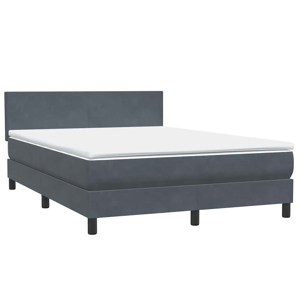 Dark grey slatted bed base and mattress 160x220cm velvet