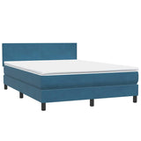 Dark Blue 160x220cm Velvet Bed Slatted Base and Mattress