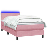 Sommier à lattes de lit avec matelas rose 80x210 cm velours