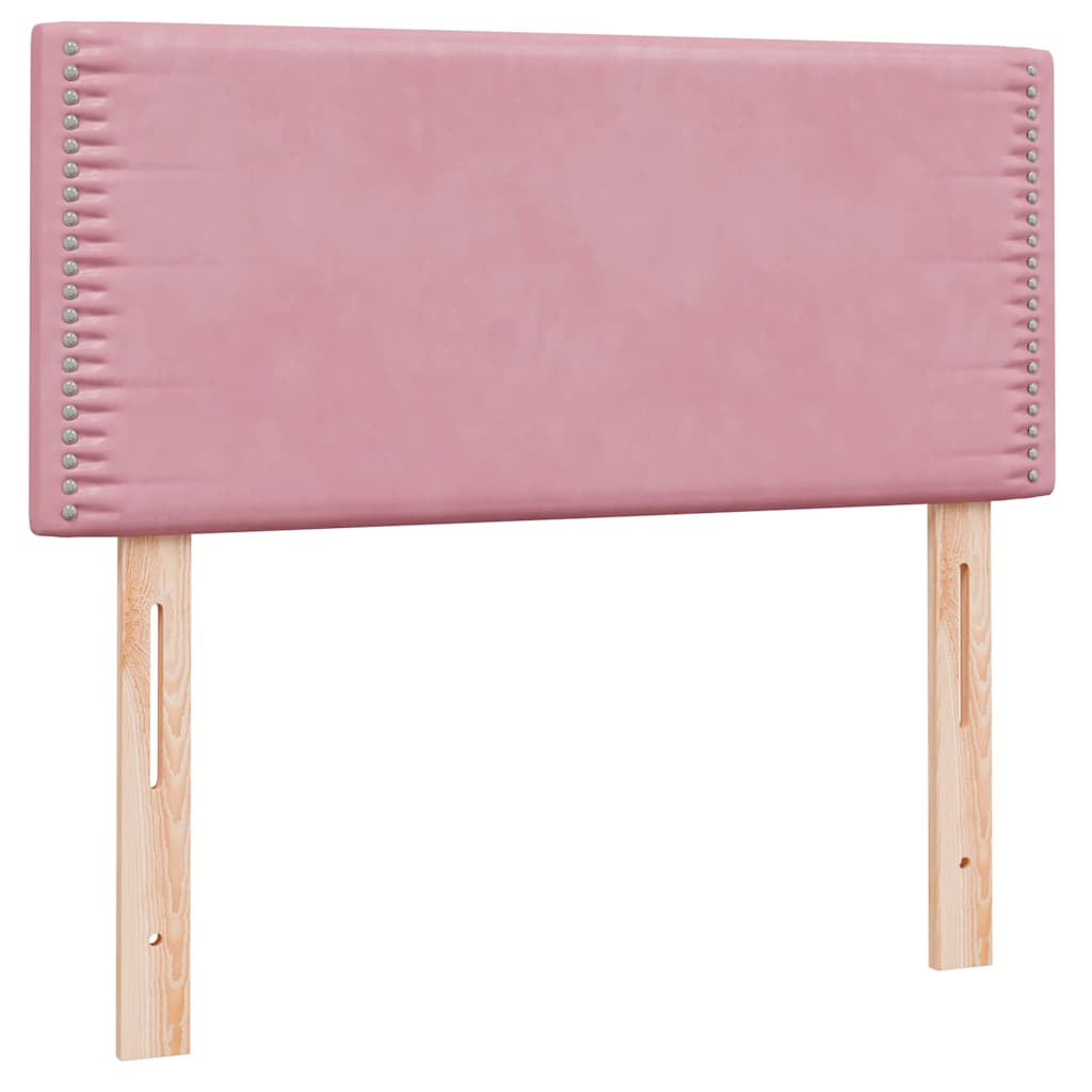 Sommier à lattes de lit avec matelas rose 80x210 cm velours