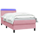 Sommier à lattes de lit avec matelas rose 90x210 cm velours