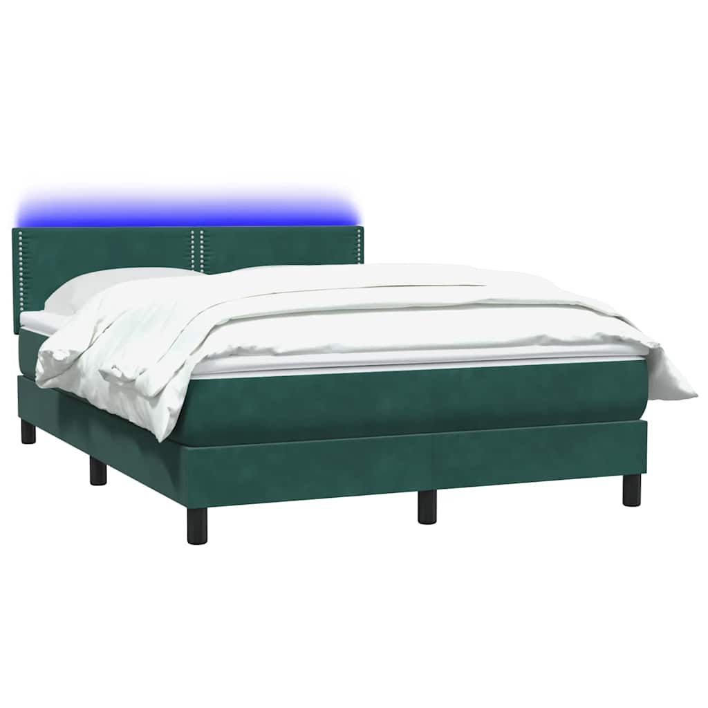 Dark green slatted bed base and mattress 140x210cm velvet