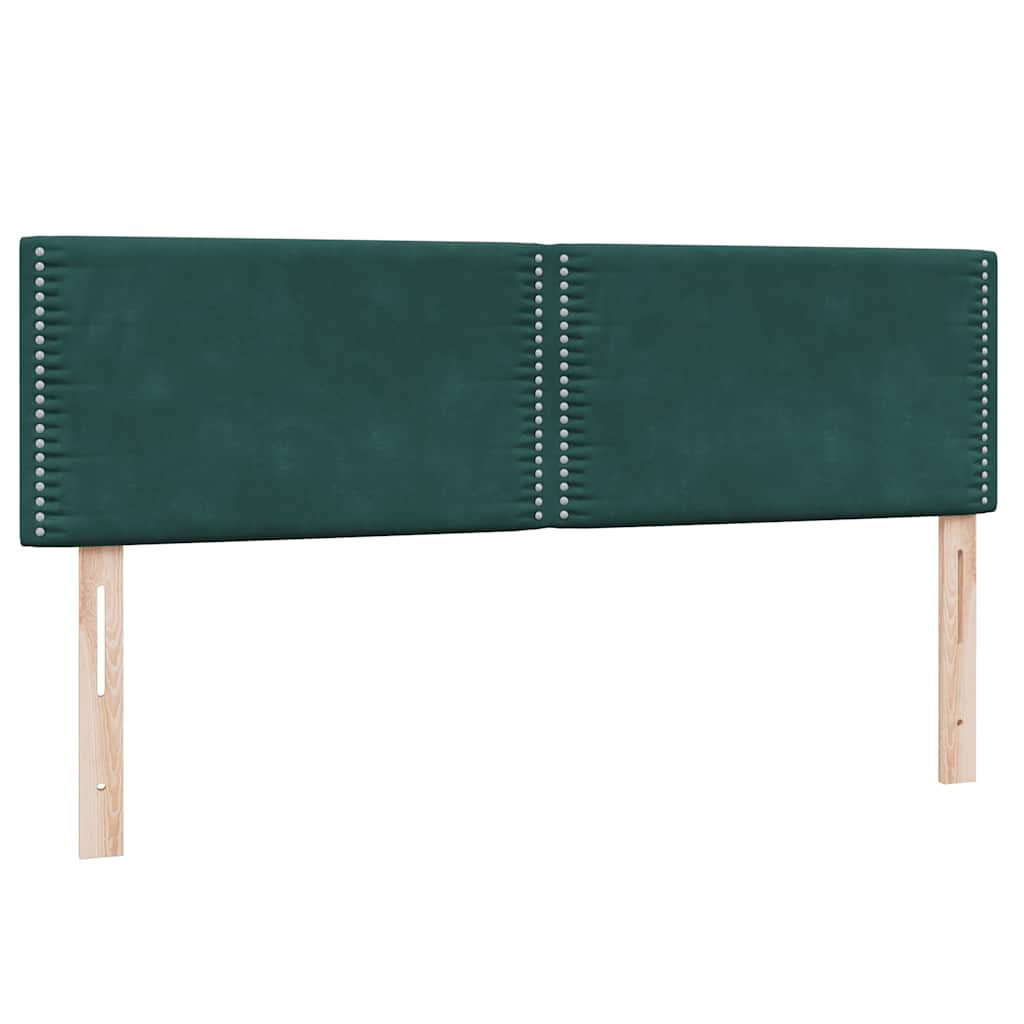 Dark green slatted bed base and mattress 140x210cm velvet