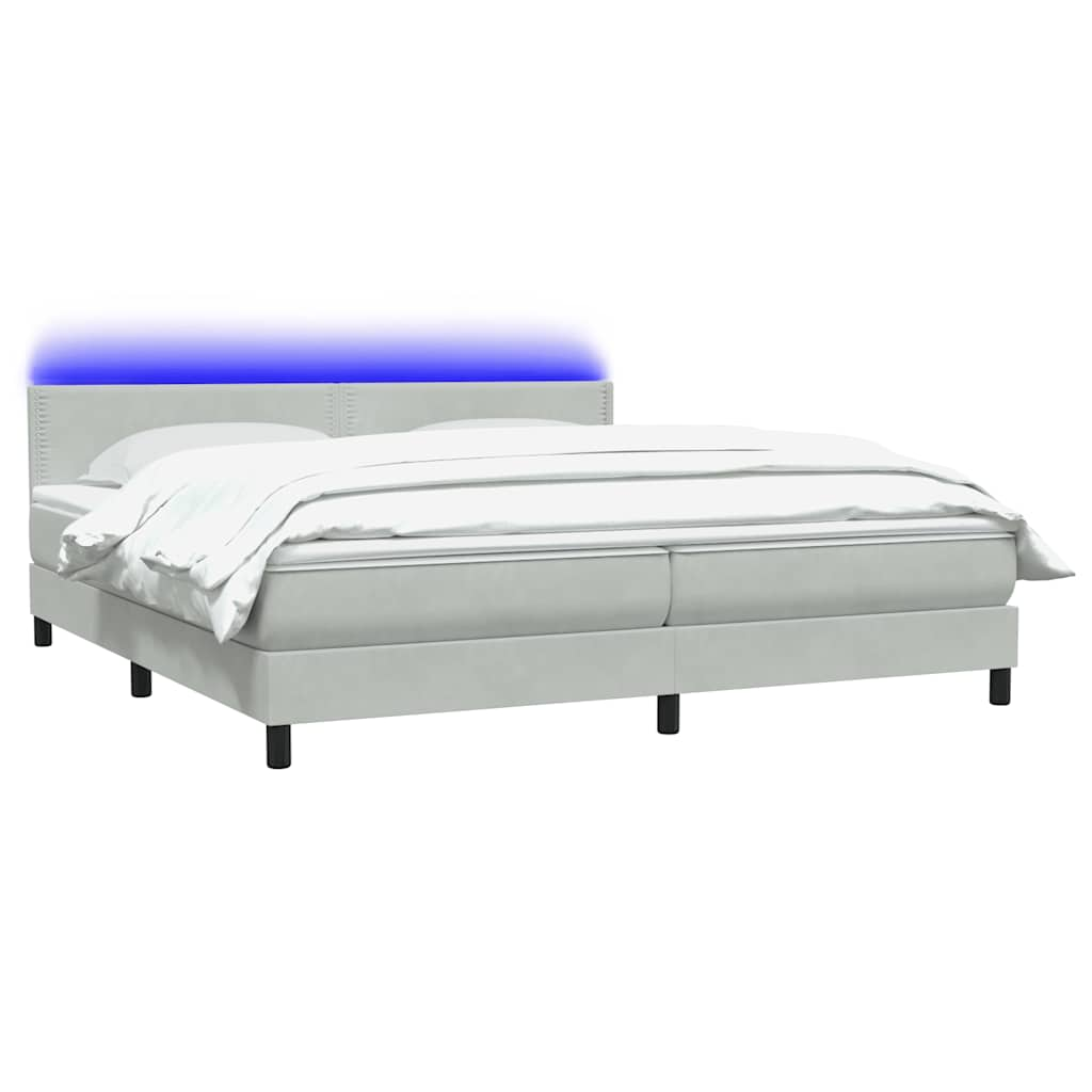 Sommier à lattes de lit et matelas gris clair 200x210cm velours