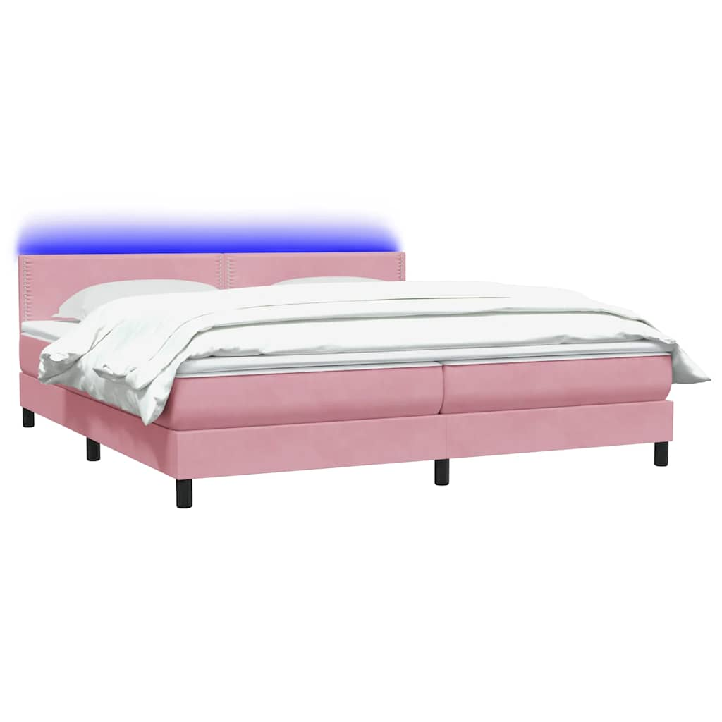 Sommier à lattes de lit avec matelas rose 200x210 cm velours