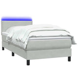 Light grey slatted bed base and mattress 80x220 cm velvet