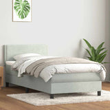 Light grey slatted bed base and mattress 80x220 cm velvet