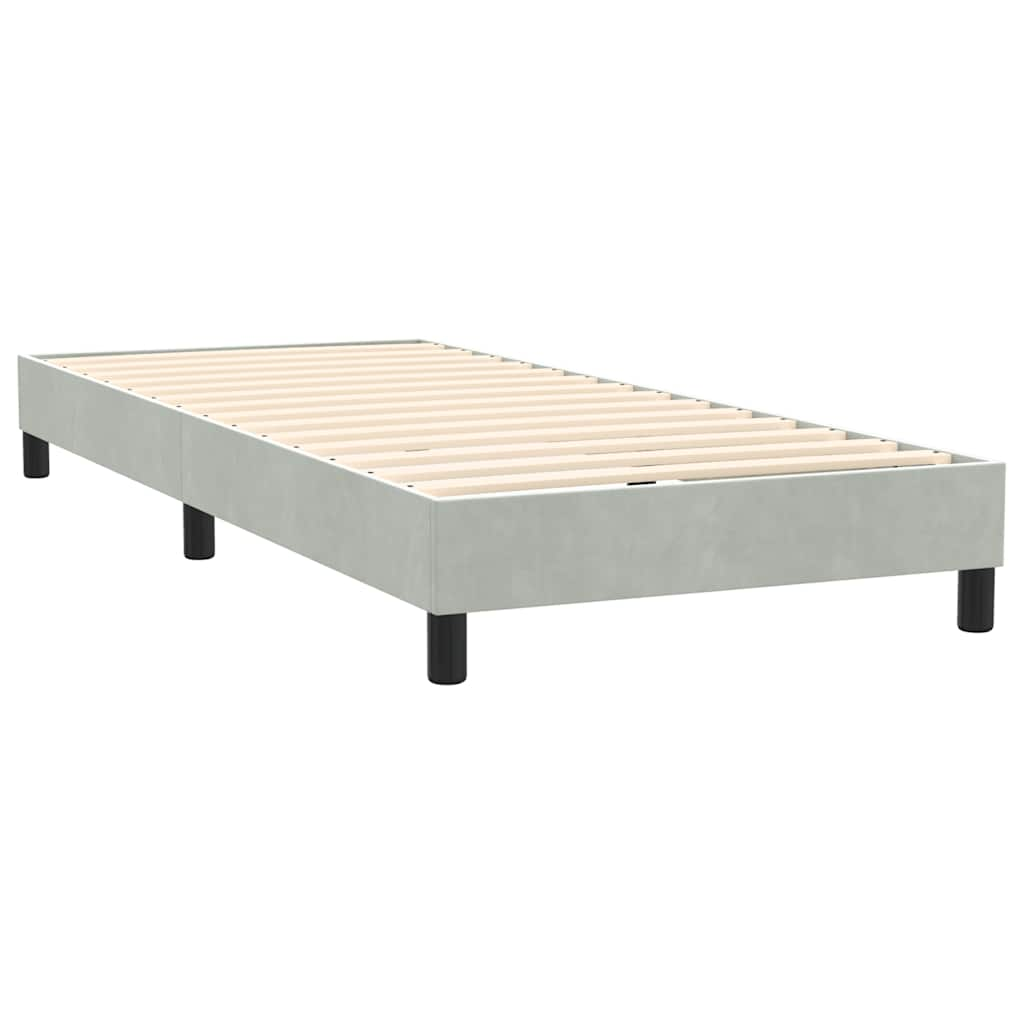 Light grey slatted bed base and mattress 80x220 cm velvet