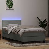 Light grey slatted bed base and mattress 80x220 cm velvet