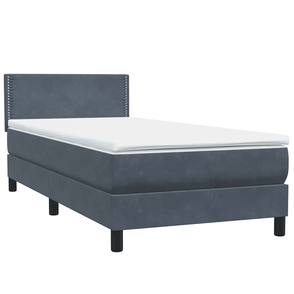 Dark grey slatted bed base and mattress 80x220 cm velvet