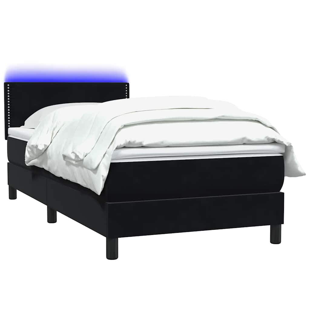 Slatted bed base with black mattress 80x220 cm velvet