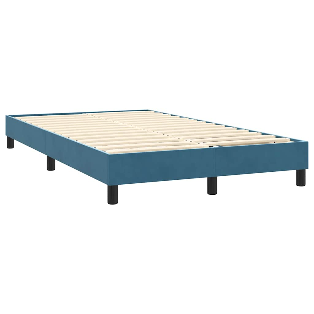 Dark blue slatted bed base and mattress 120x220cm velvet