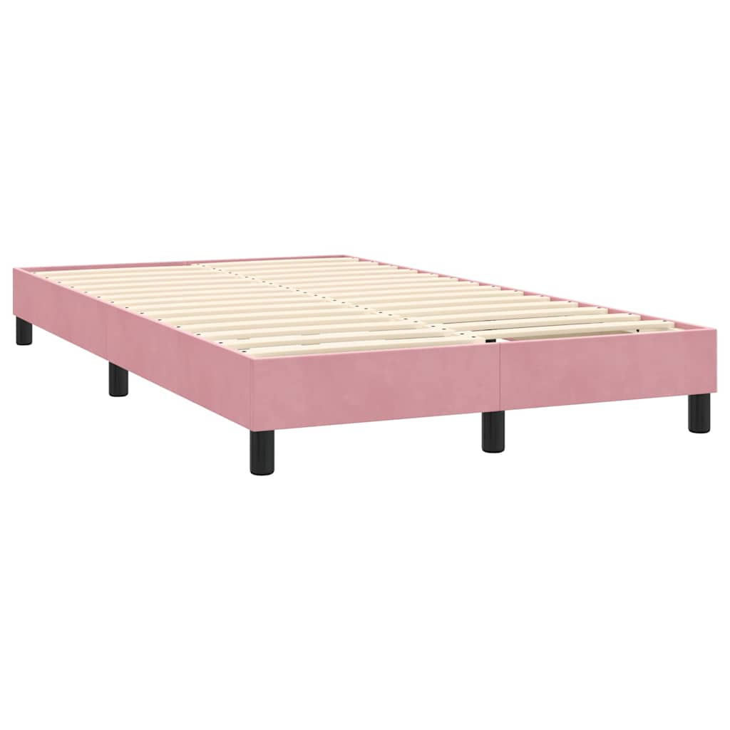 Sommier à lattes de lit avec matelas rose 120x220 cm velours