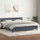 Dark grey slatted bed base and mattress 200x220cm velvet