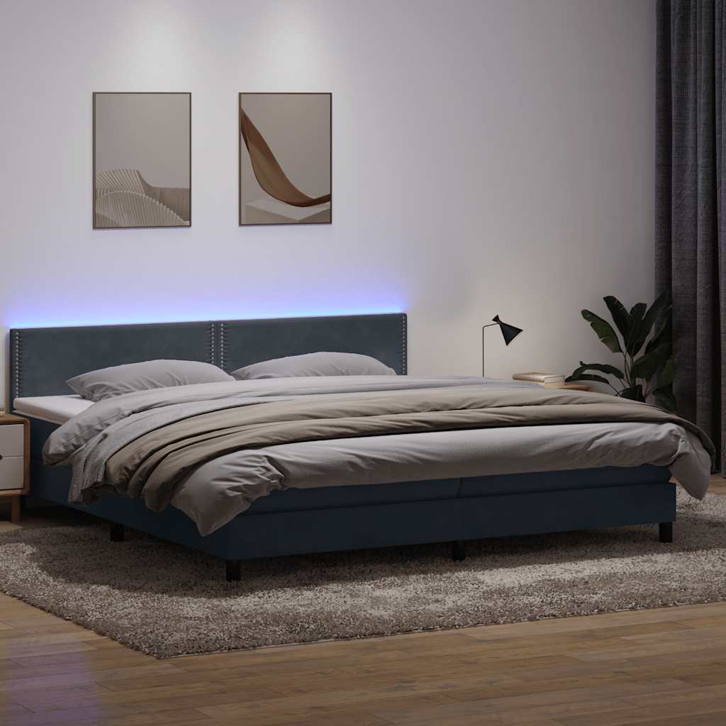 Dark grey slatted bed base and mattress 200x220cm velvet