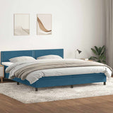 Dark blue slatted bed base and mattress 200x220cm velvet