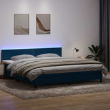 Dark blue slatted bed base and mattress 200x220cm velvet