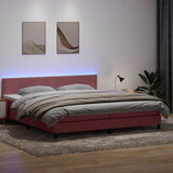 Sommier à lattes de lit avec matelas rose 200x220 cm velours