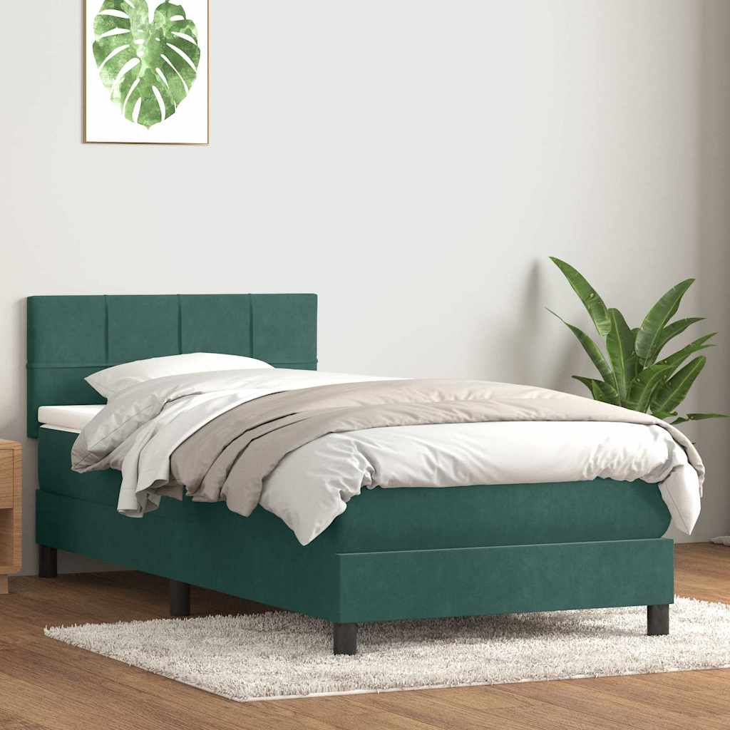 Sommier à lattes de lit et matelas vert foncé 80x210 cm velours