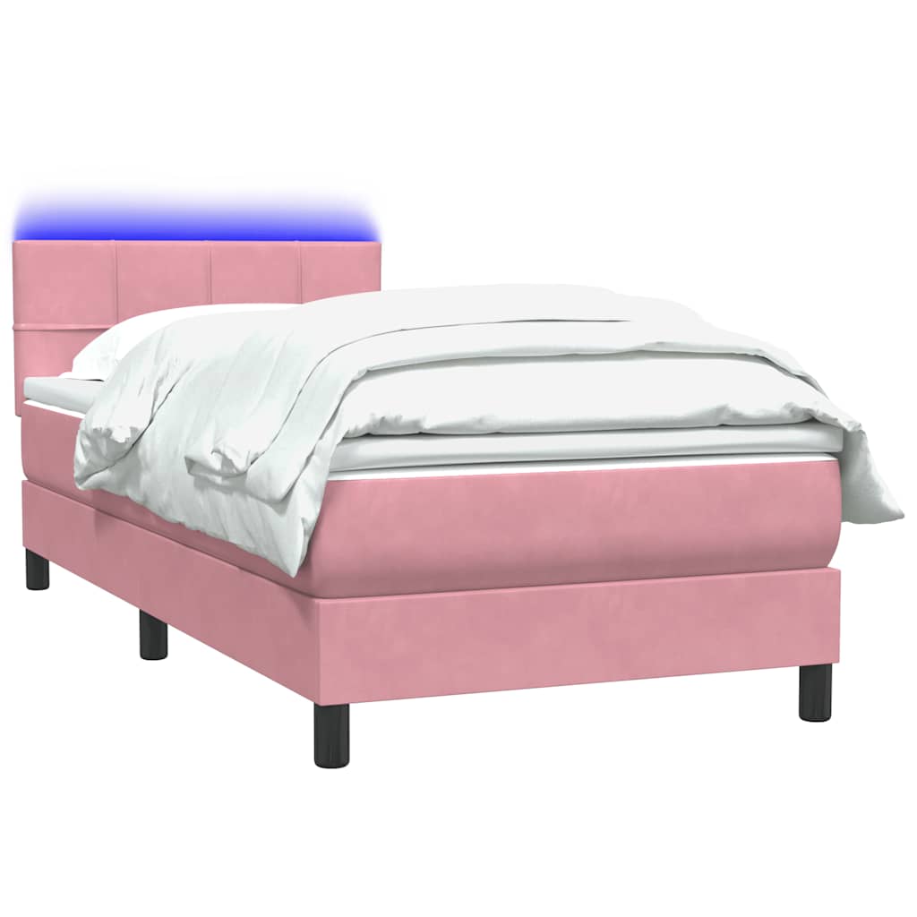 Slatted bed base with pink mattress 80x210 cm velvet