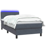 Dark grey slatted bed base and mattress 90x210 cm velvet