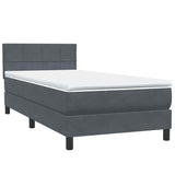 Dark grey slatted bed base and mattress 90x210 cm velvet