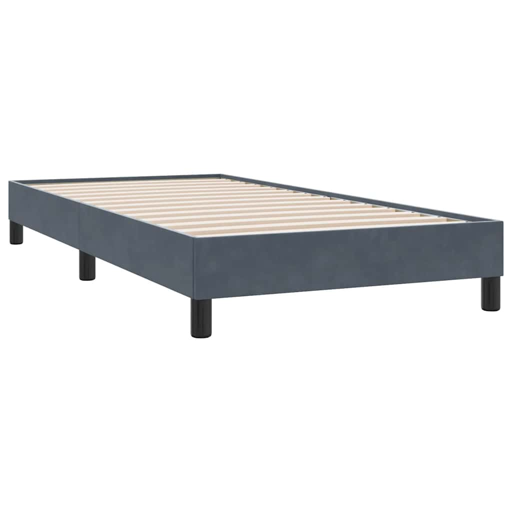 Dark grey slatted bed base and mattress 90x210 cm velvet