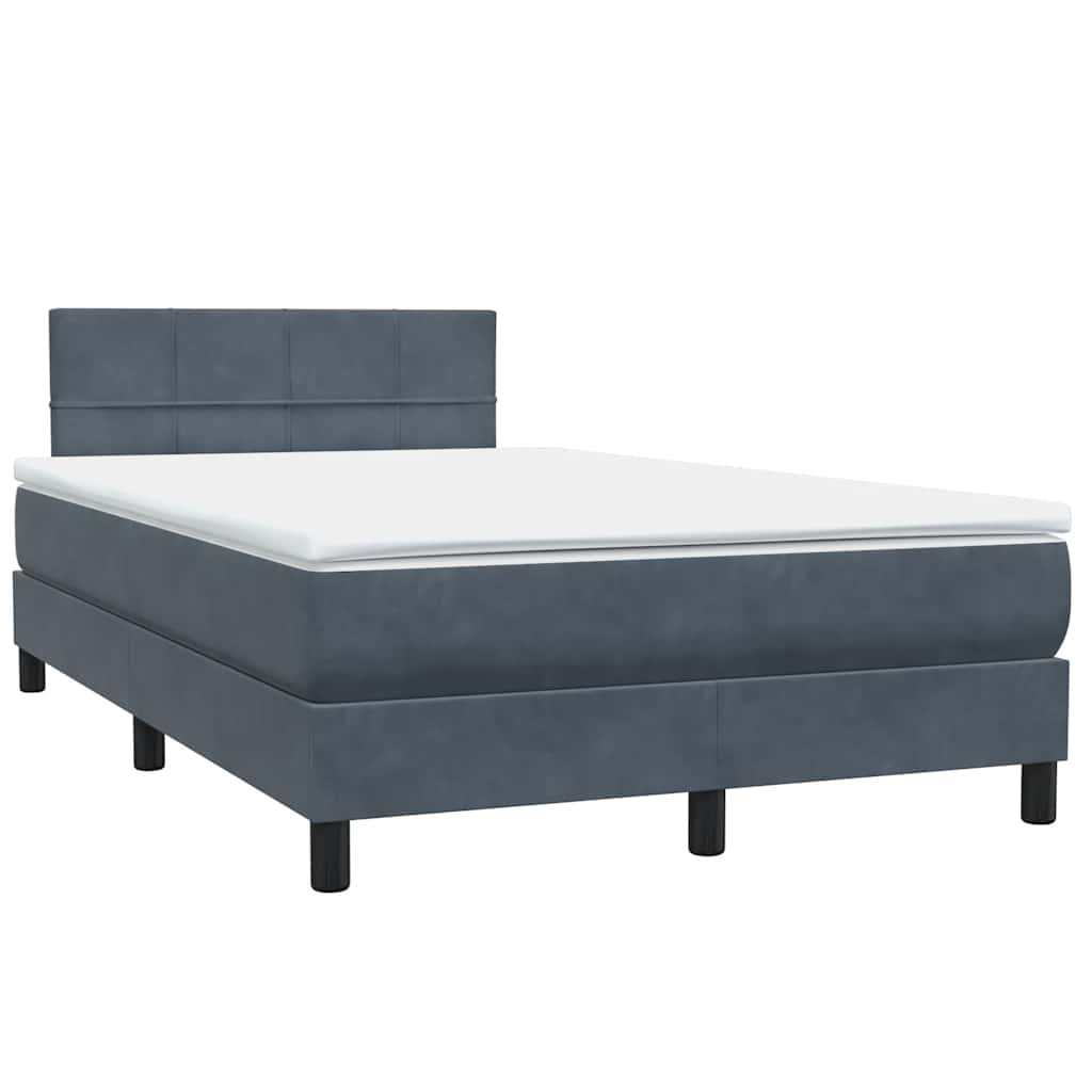 Dark grey slatted bed base and mattress 120x210cm velvet