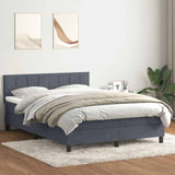 Dark grey slatted bed base and mattress 140x210cm velvet