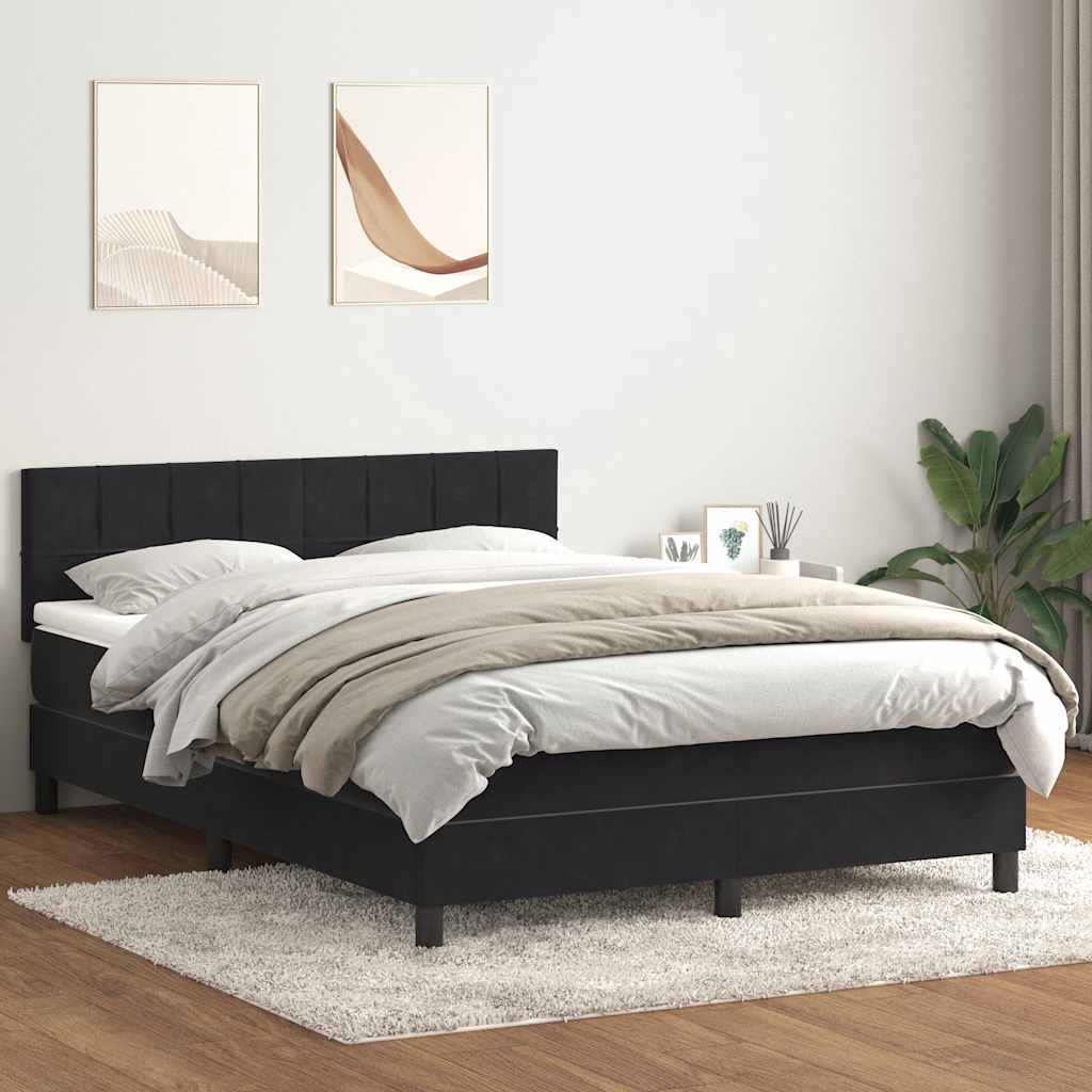 Sommier à lattes de lit avec matelas noir 140x210 cm velours