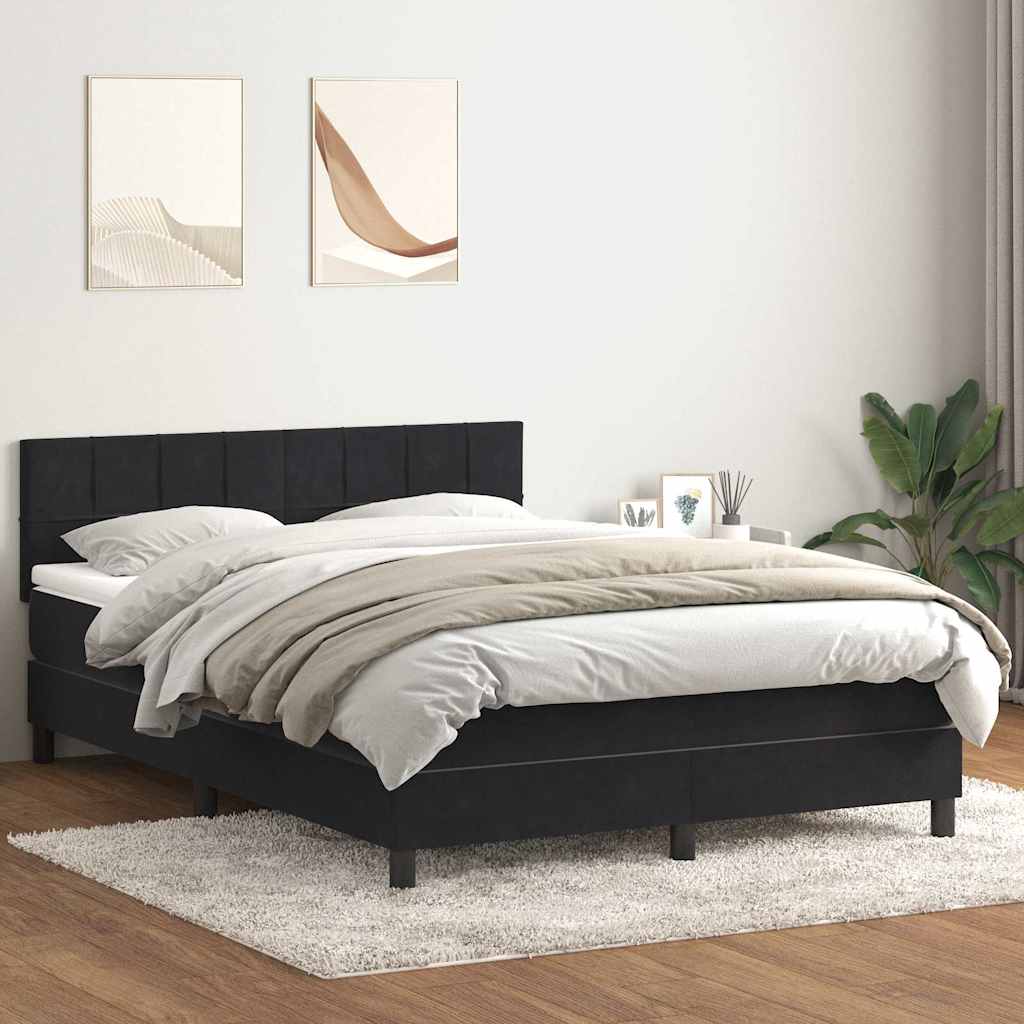 Sommier à lattes de lit avec matelas noir 160x210 cm velours