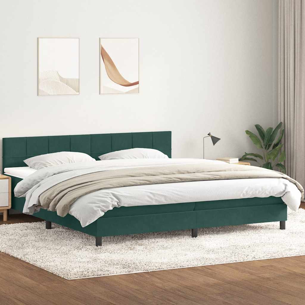 Sommier à lattes de lit et matelas vert foncé 200x210cm velours